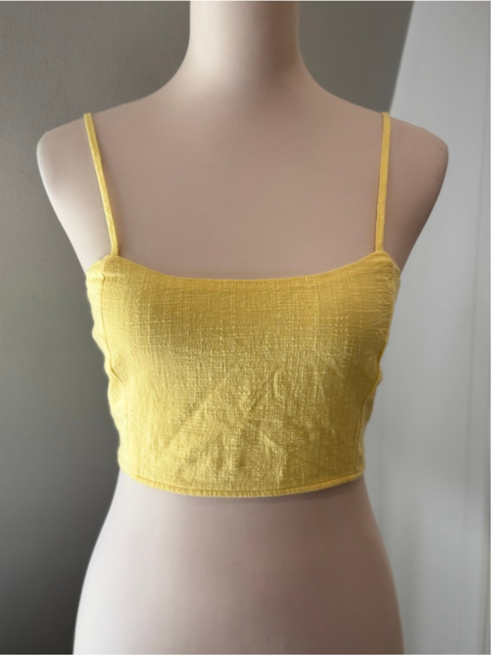 Missguided Yellow Lace Up Back Crop Top Strappy Cami Size US 6 UK 10